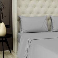 Load image into Gallery viewer, The Village 500 TC Cotton Light Grey Sheet set that fits Mattress upto 17”