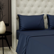 Load image into Gallery viewer, The Village 500 TC Cotton Navy Sheet set that fits Mattress upto 17”